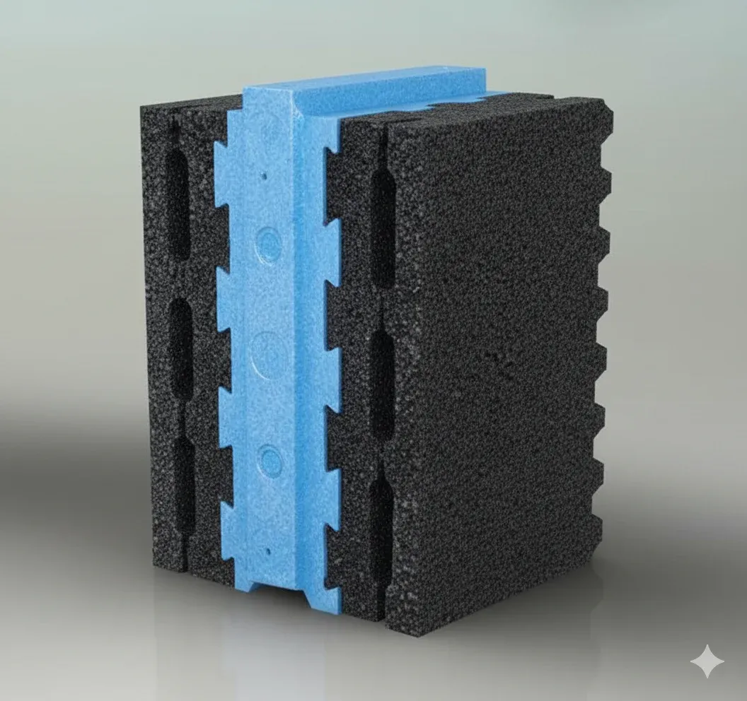 Volcanic insulated block - side view